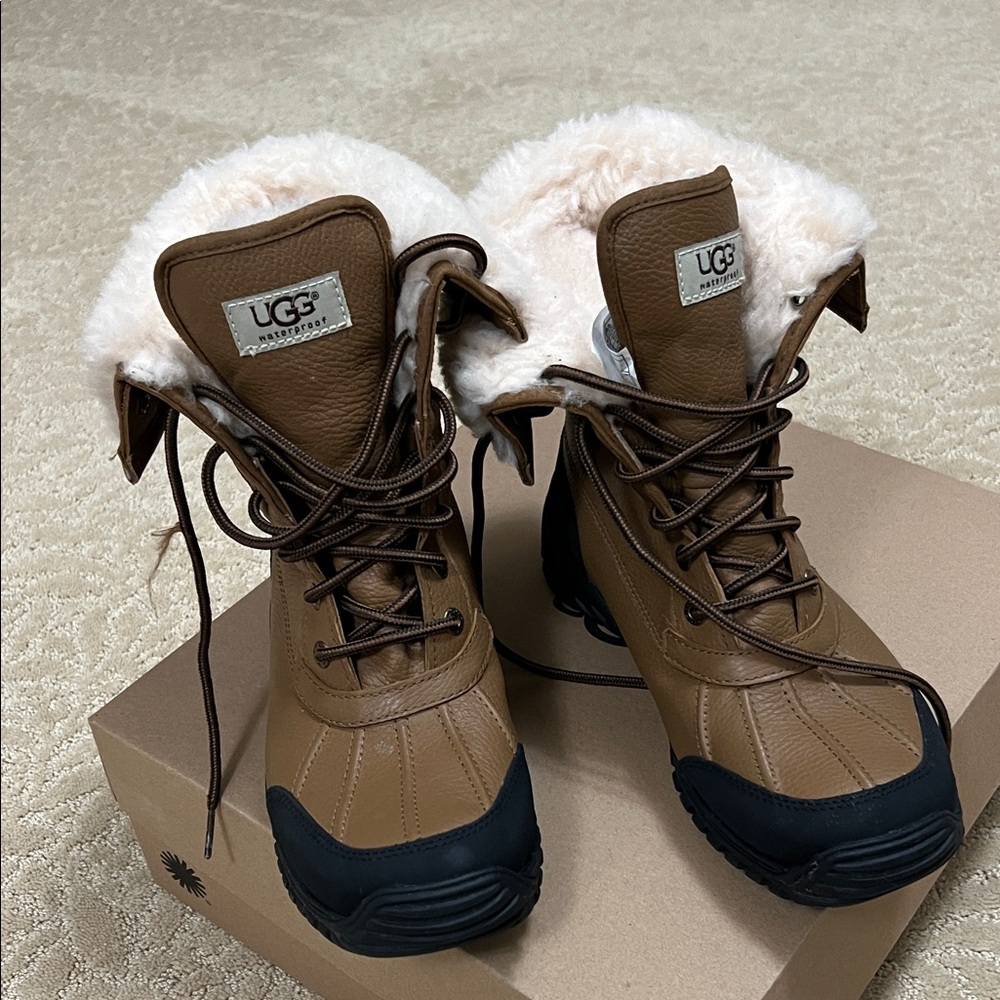 UGG Tan and Black Lace-Up Boots